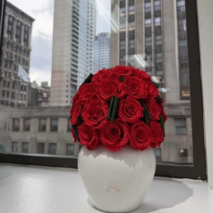 Roses in Classic Porcelain Vase